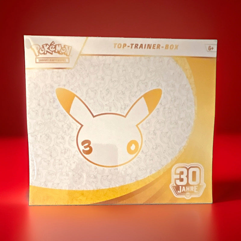 🎈Pokémon 30 Jahre Jubiläum! Top-Trainer-Box DE - SEALED! + 1x Random Booster